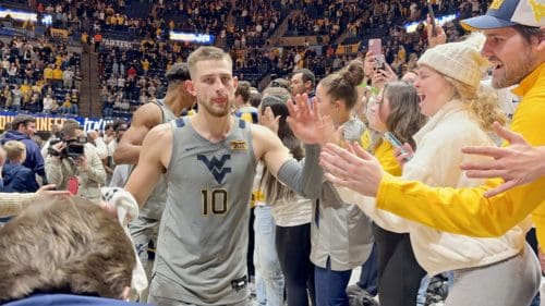 Erik Stevenson with WVU fans