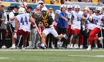 WVU Football QB Garrett Greene scrambles