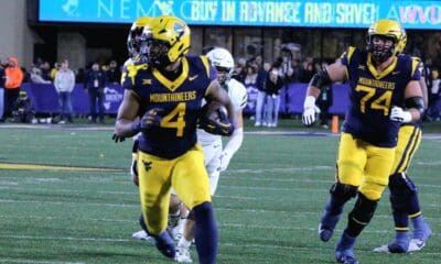 WVU Football Running Back CJ Donaldson Touchdown with Wyatt Milum
