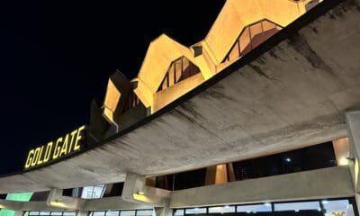 WVU Basketball Coliseum Gold Gate Stock Photo