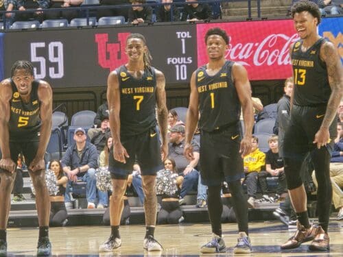 WVU Basketball team with Javon Small