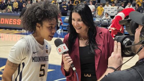WVU Women's Basketball Sydney Shaw after NCAA Tournament win 