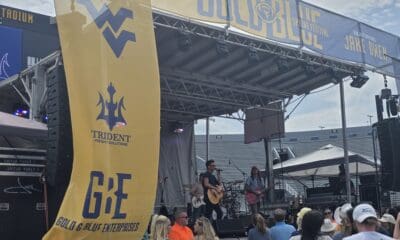 Stage on WVU Football field at Milan Puskar Stadium