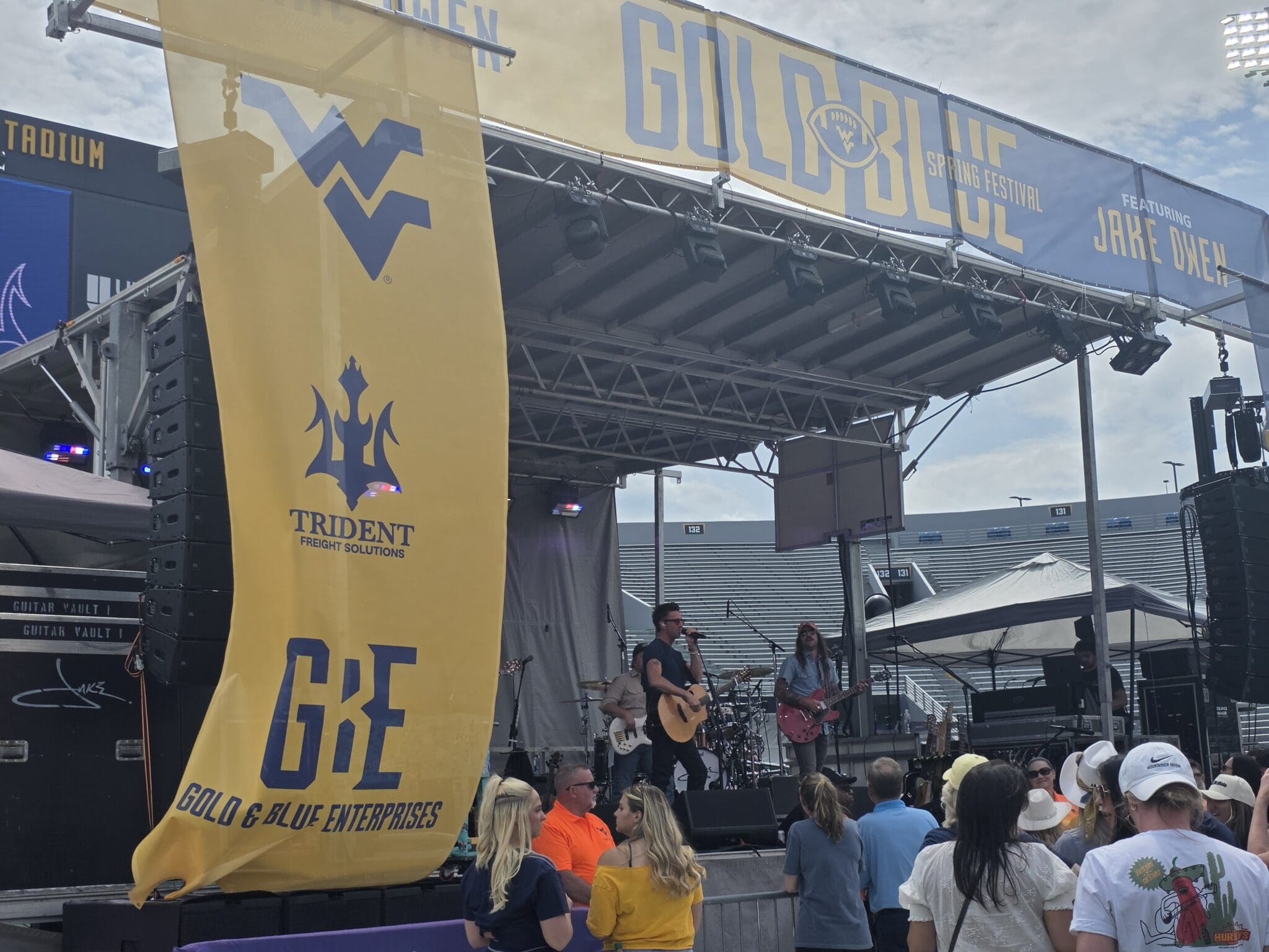Stage on WVU Football field at Milan Puskar Stadium