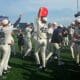 WVU Baseball celebrating Super Regional title