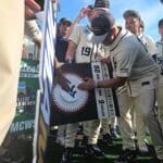 WVU Baseball celebrating Super Regional title