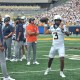 WVU Football QB Michael Hawkins warming up