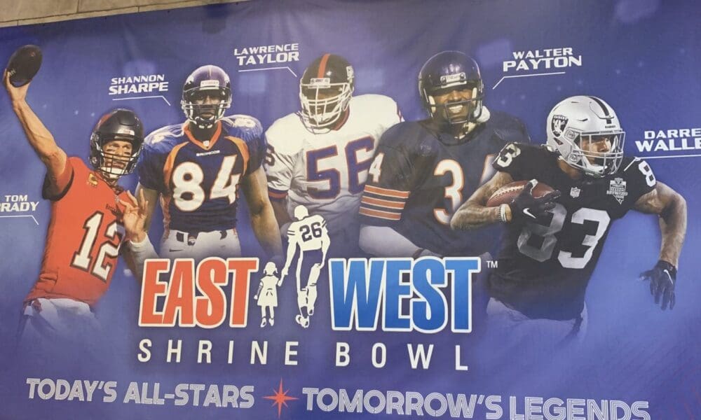 Shrine Bowl graphic on wall