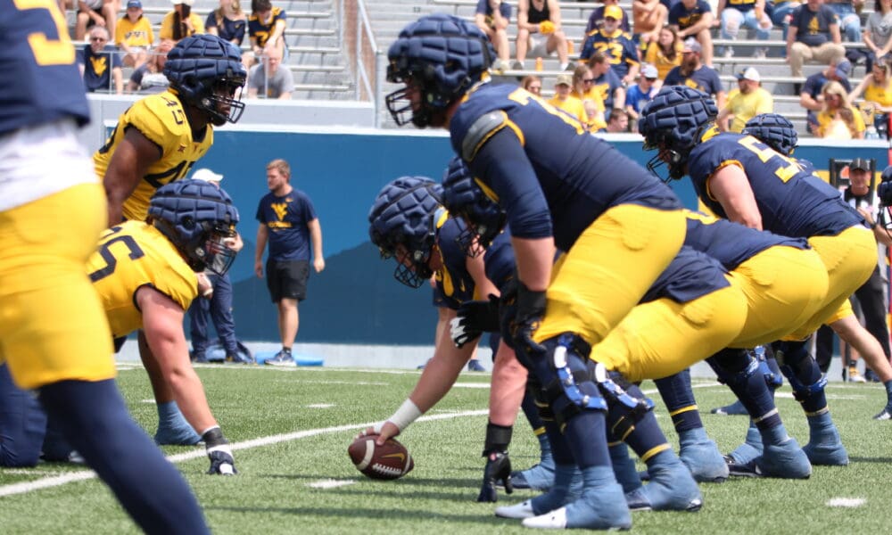 WVU Football Offensive Line at Spring Game