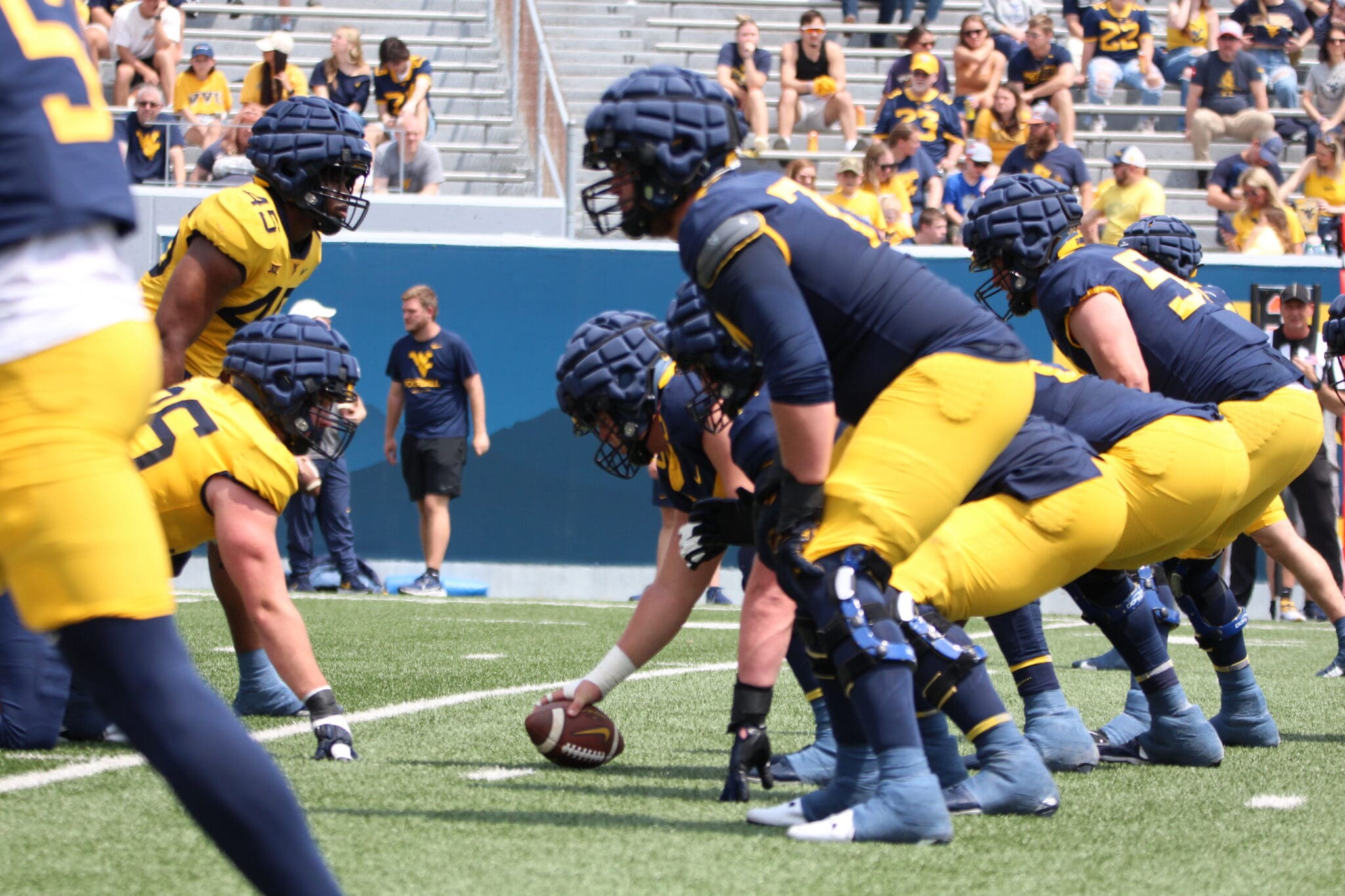 WVU Football Offensive Line at Spring Game