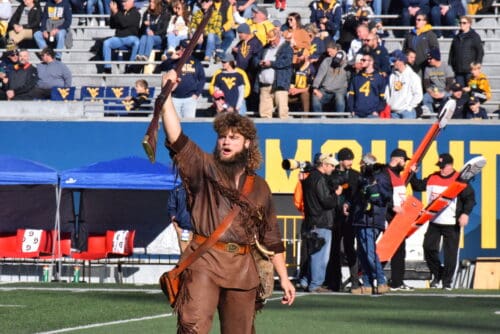 Mountaineer mascot at WVU Football game at Milan Puskar Stadium