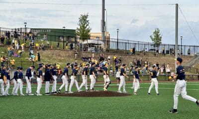 WVU Baseball celebrating win