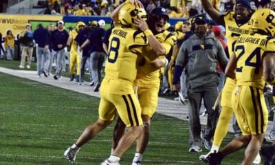 WVU Football Garrett Greene Cheers on Nicco Marchiol After Rush Touchdown