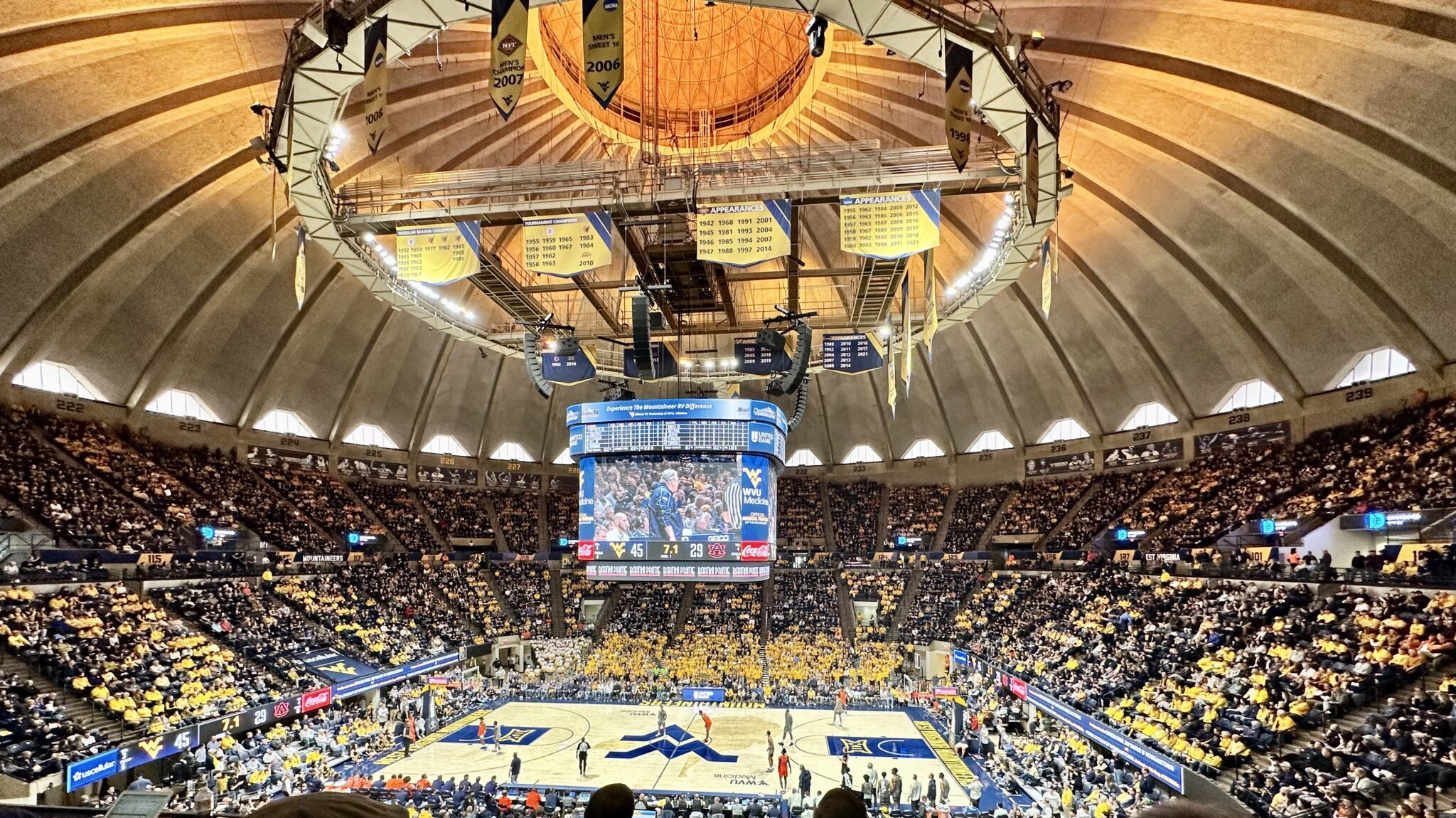 WVU Coliseum wide shot stock