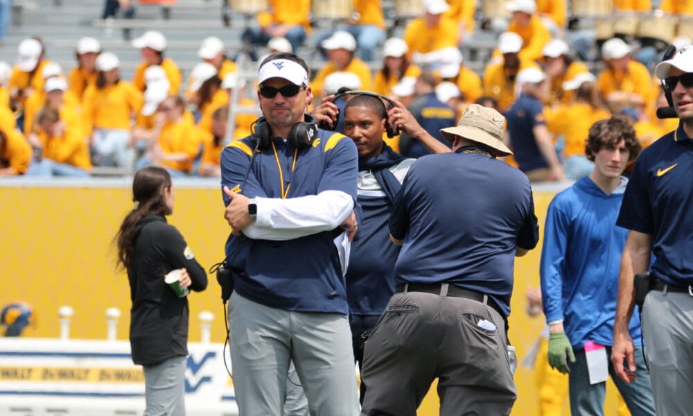 WVU Football HC Neal Brown at spring game