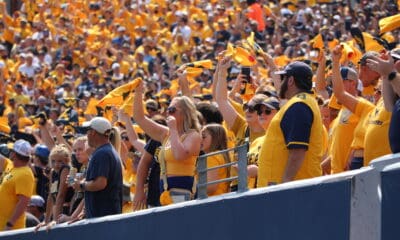 WVU Football fans crowd shot stock