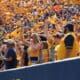 WVU Football fans crowd shot stock