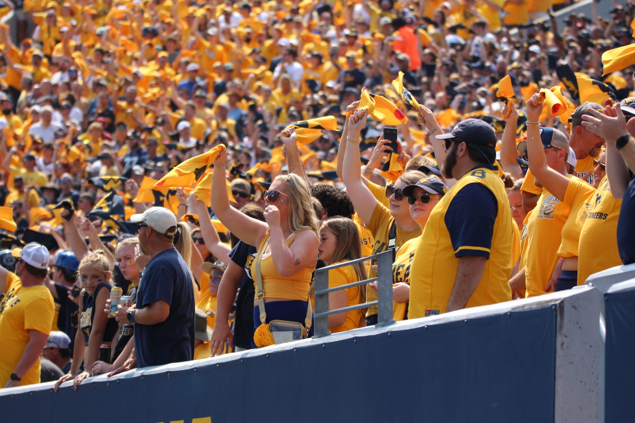 WVU Football fans crowd shot stock