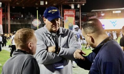 WVU Football HC Rich Rodriguez with Michael Fragale and Mike Montoro