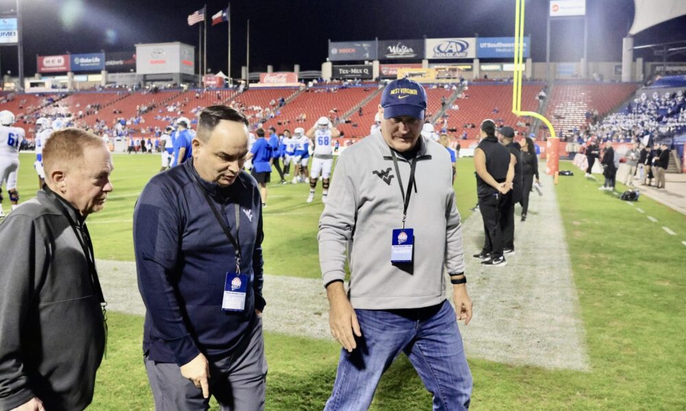 WVU Football HC Rich Rodriguez with Michael Fragale and Mike Montoro