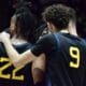 WVU Basketball Huddle/Black Uniform