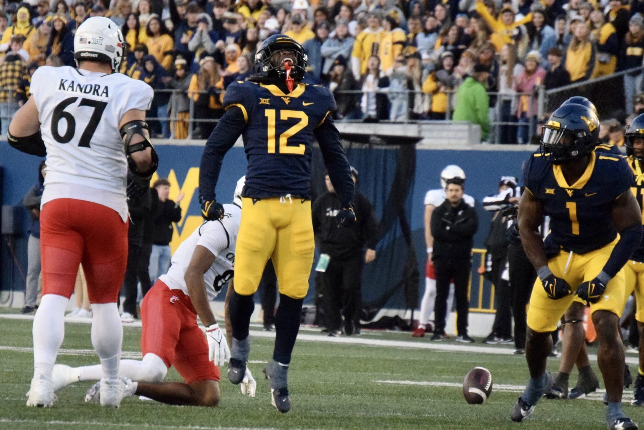 WVU Football Anthony Wilson and Lee Kpogba celebration