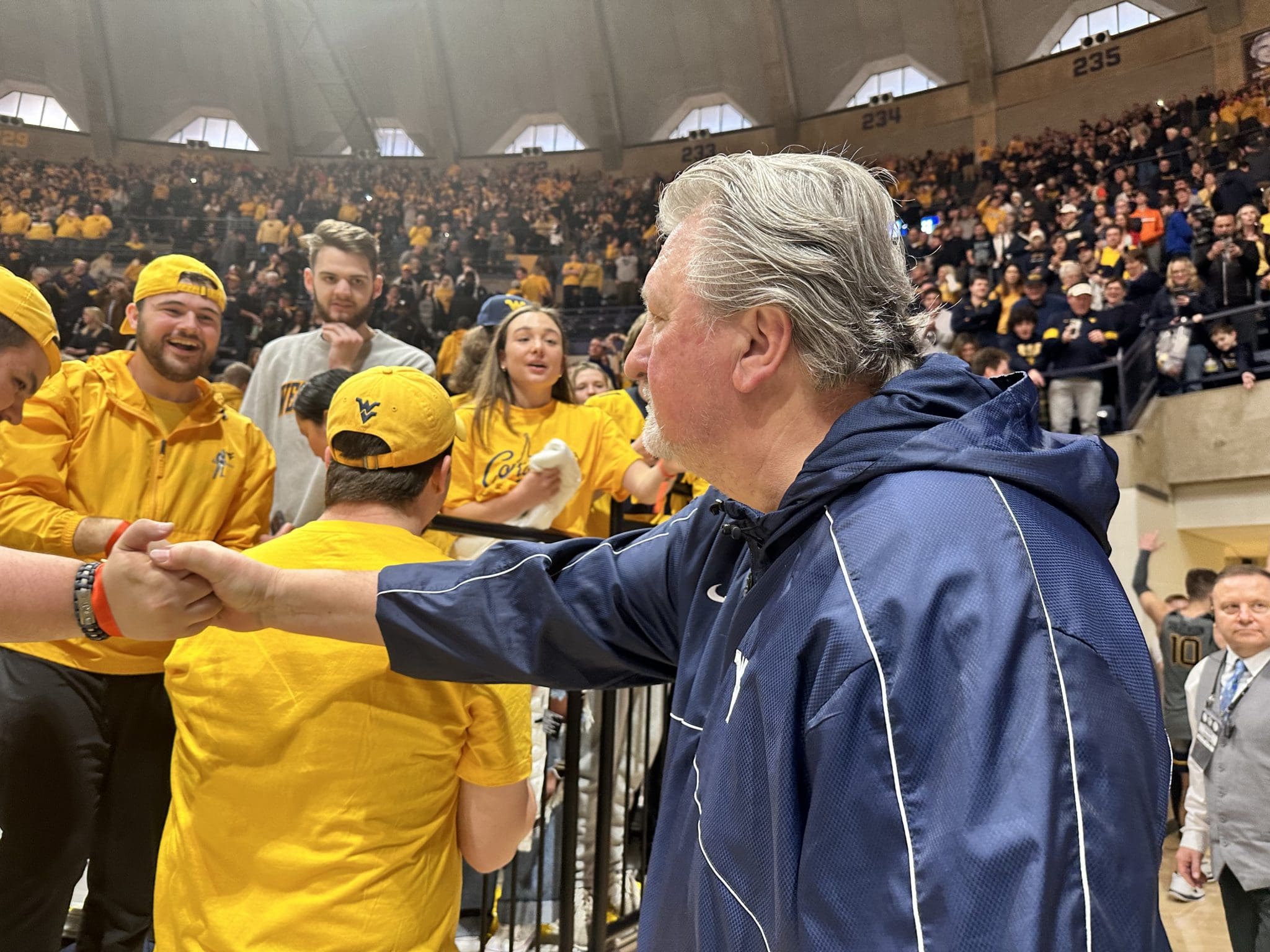 Bob Huggins with WVU fans