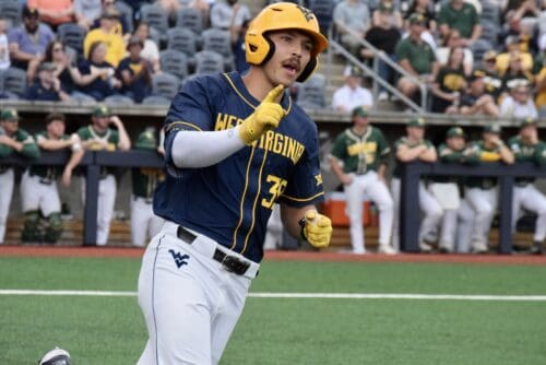 WVU Baseball Kyle West homerun