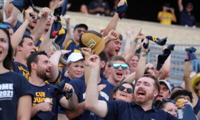 WVU Football fans crowd shot stock