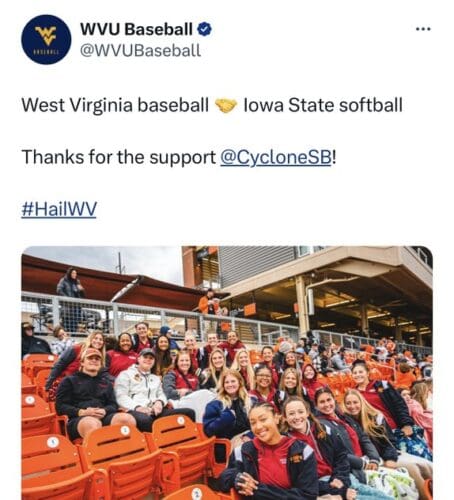WVU baseball and ISU softball tweet