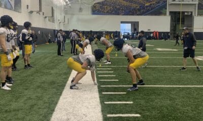 WVU tight ends at practice