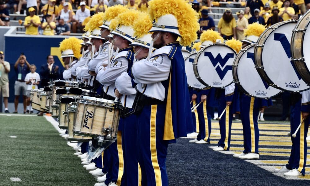 WVU band on field at WVU Football game