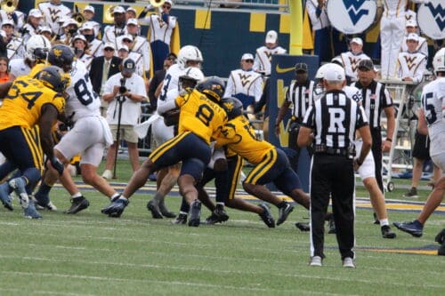 WVU Football Tackle by Tyrin Bradley and Anthony Wilson Jr.