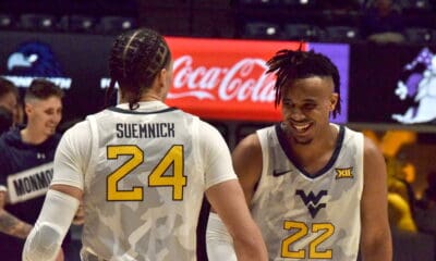 WVU Basketball Pat Suemnick and Josiah Harris