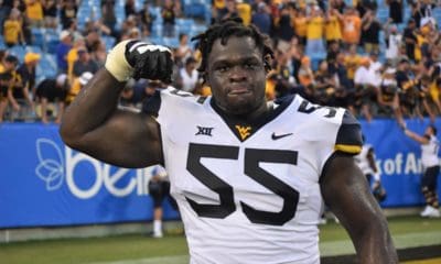 New York Jets OT Yodny Cajuste with WVU