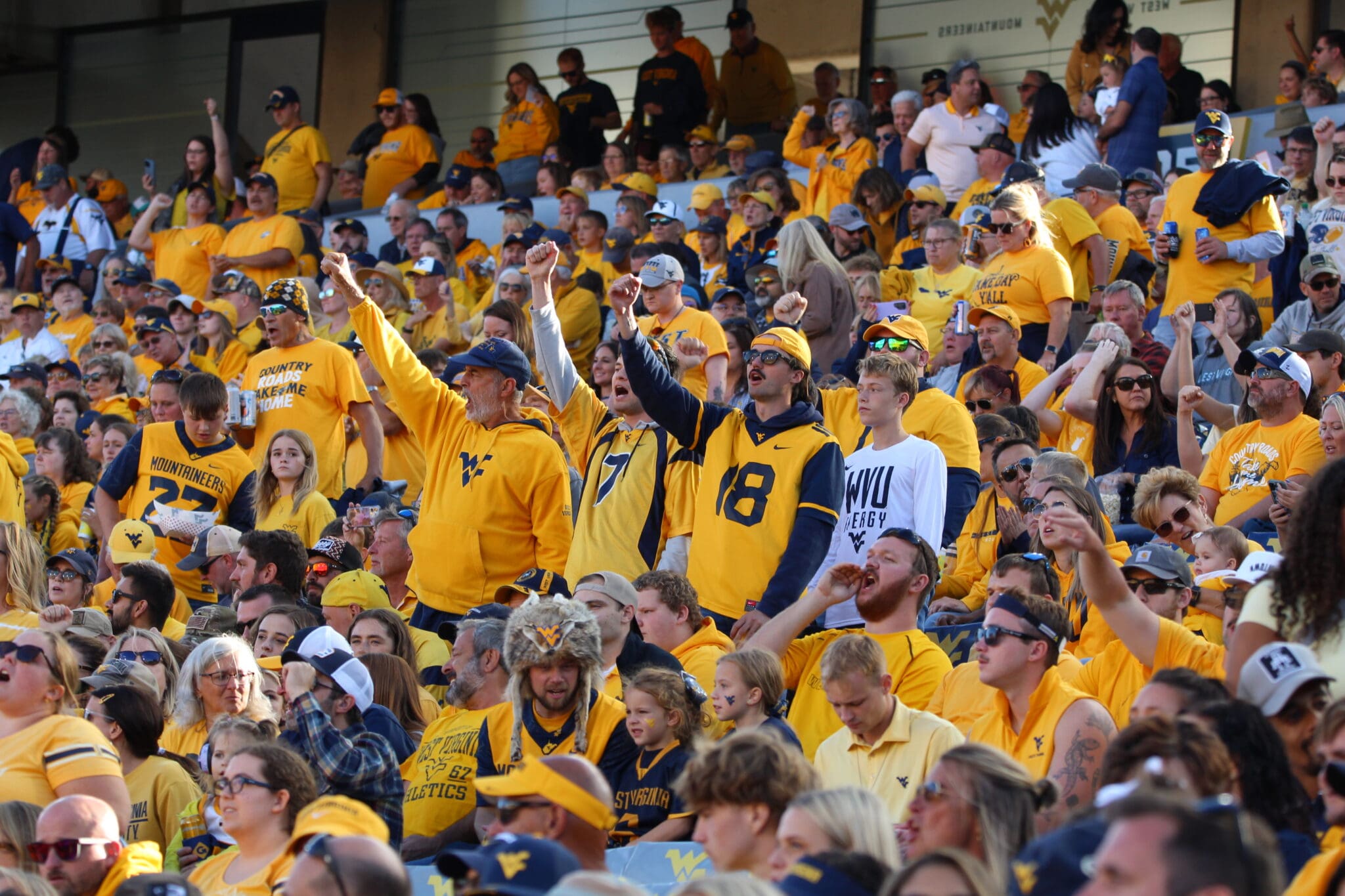 WVU Football Fans crowd shot stock