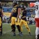 WVU Football Garrett Greene, Tomas Rimac and Ja’Quay Hubbard against Cincinnati
