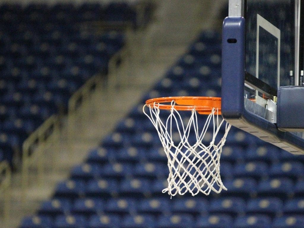 WVU Basketball hoop stock