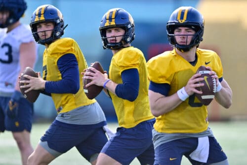 WVU Football QB Garrett Greene and Nicco Marchiol