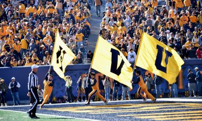 WVU Football Flags After Touchdown Stock photo