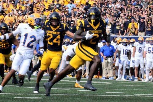 WVU Football RB Tye Edwards touchdown against Pitt