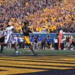 WVU Football RB Tye Edwards scores a touchdown against Pitt in Backyard Brawl
