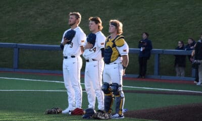 WVU Baseball Grant Hussey, Aiden Major and Sam White