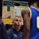 WVU Basketball HC Ross Hodge in huddle