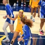 WVU Women's Basketball Gia Cooke claps her hands versus Kentucky