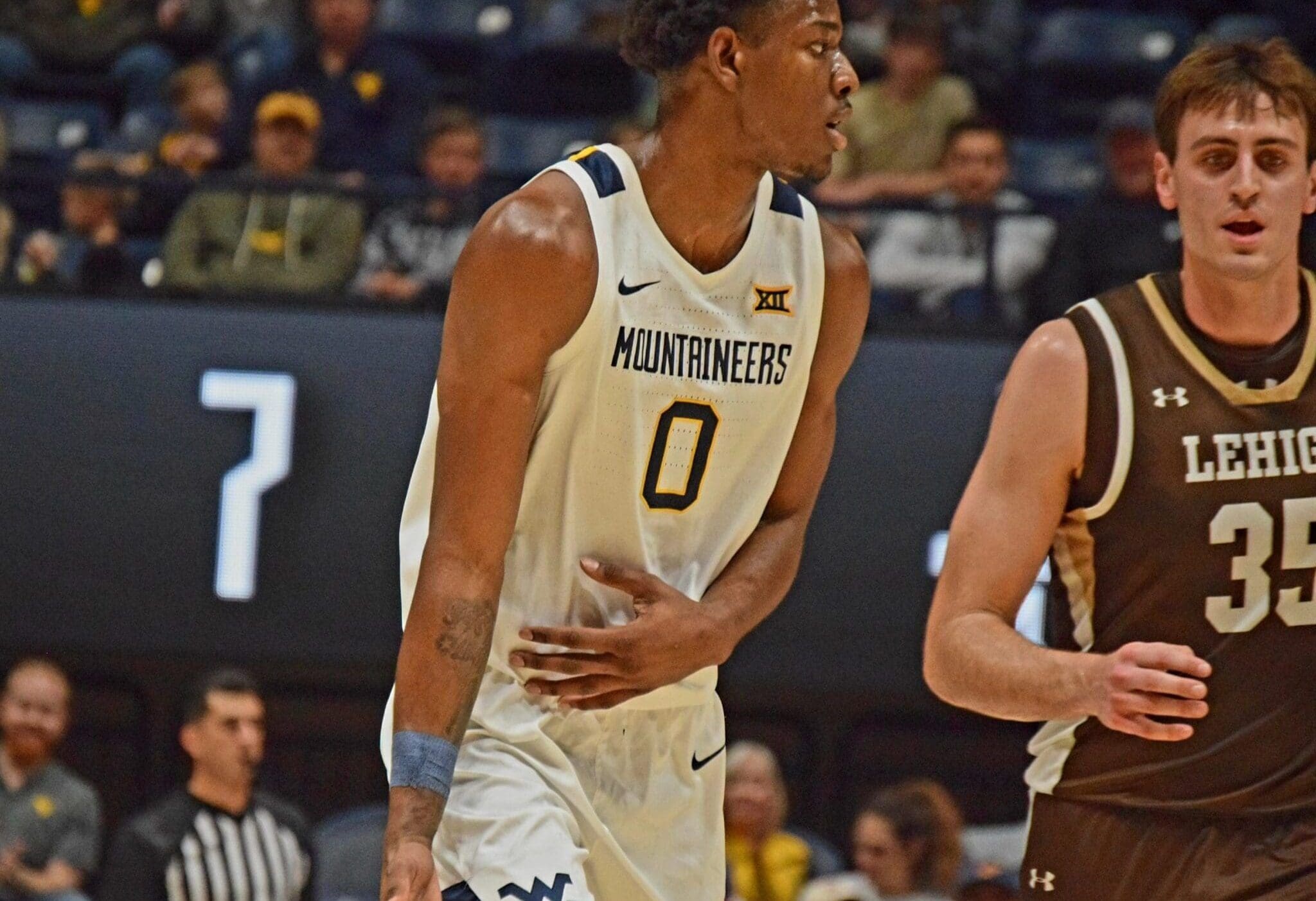 WVU Basketball Brenen Lorient against Lehigh