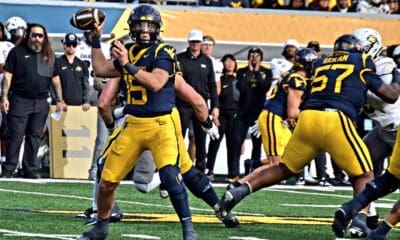 WVU Football QB Scotty Fox throwing against Colorado