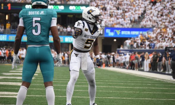 WVU Football WR Jaden Bray lines up against Coast Carolina