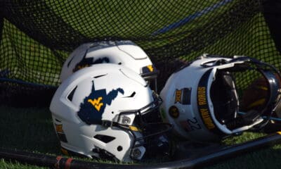 WVU Football white helmets stock