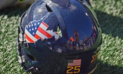 WVU Football US Flag Helmet stock